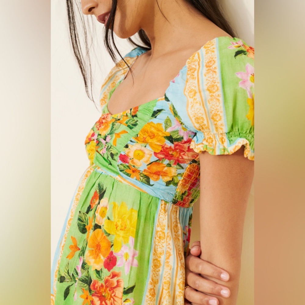 New! Show Me Your Mumu Annabelle Puff Sleeve Mini Dress 🌻 XL - Picture 4 of 14